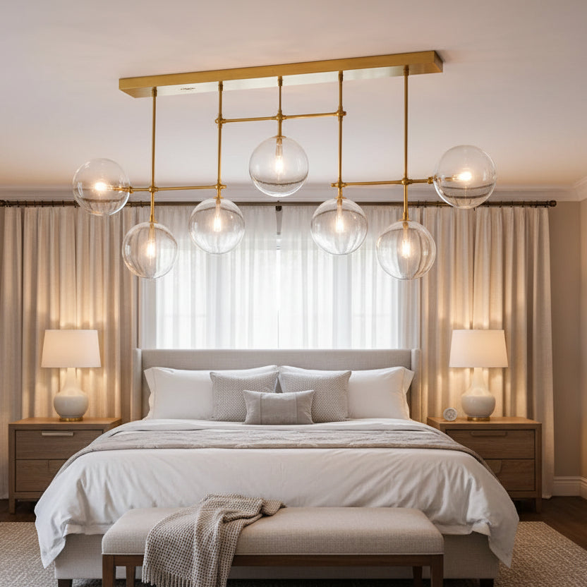 Glass Globe Linear Chandelier