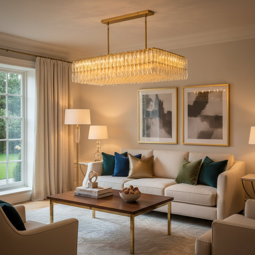 Dhiara Clear Glass Rectangular Chandelier