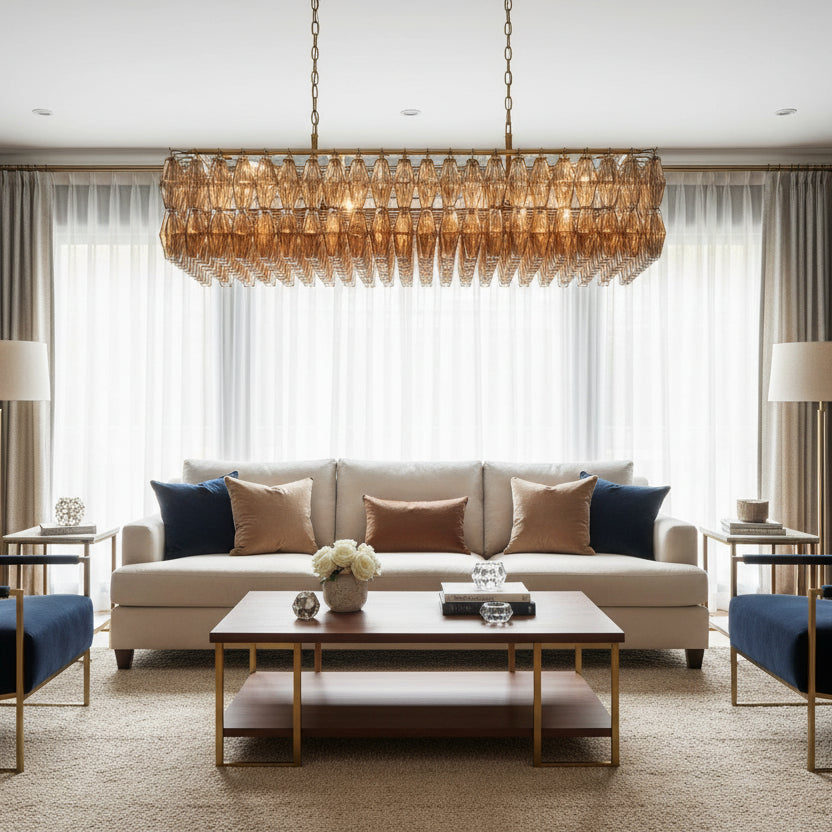 Dhiara Smoke Glass Rectangular Chandelier