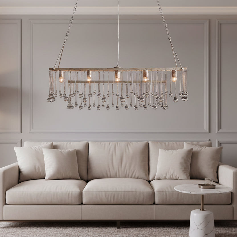 Aubrey Rectangular Chandelier in Silver