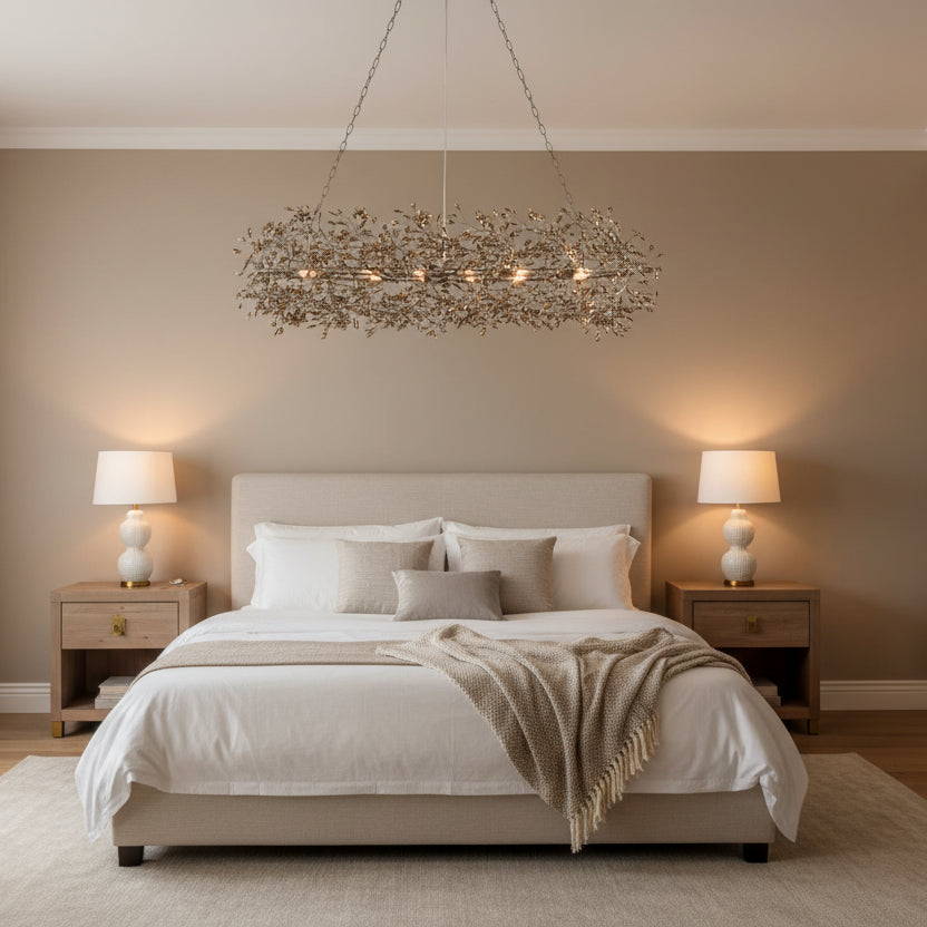66" Fiore Oval Chandelier in Bronze with Smoke Glass