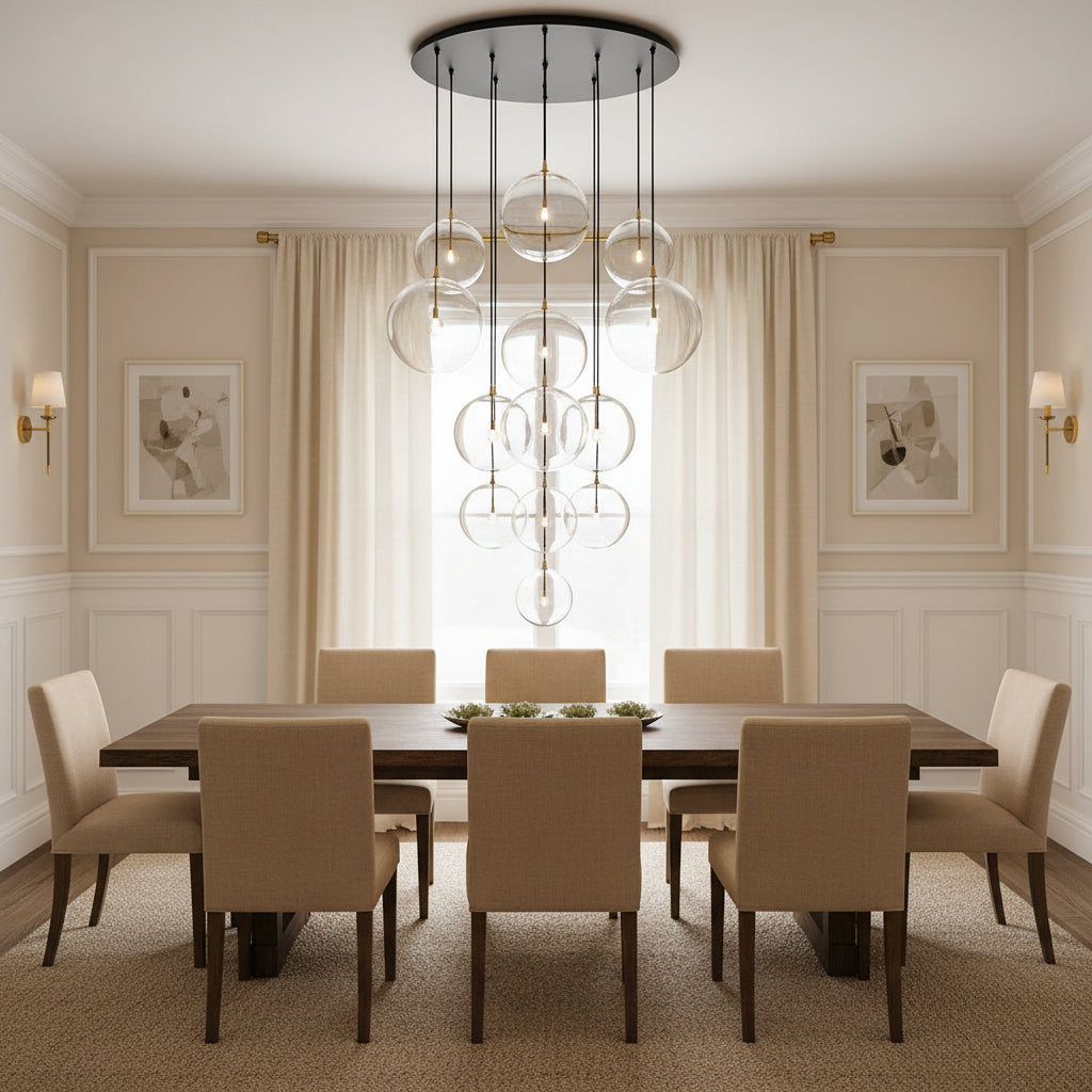 Glass Globe Cluster Chandelier