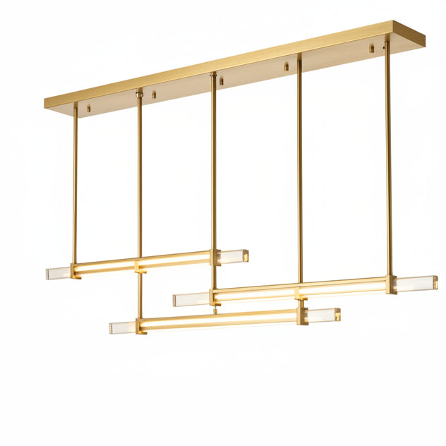 Budubon Crystal Triple Bar Linear Chandelier