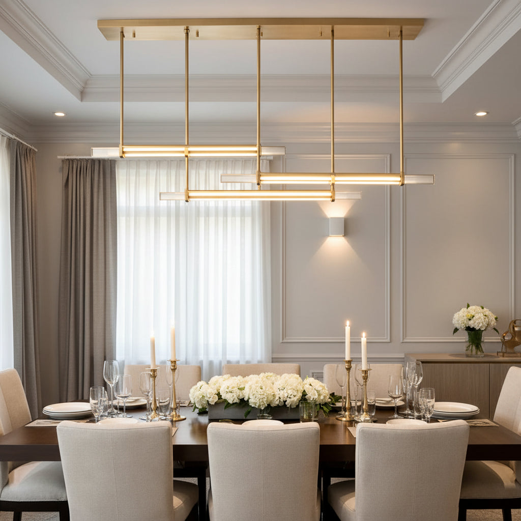 Budubon Crystal Triple Bar Linear Chandelier