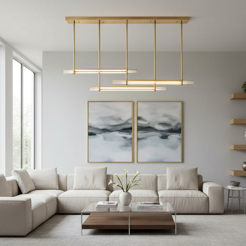 Budubon Crystal Triple Bar Linear Chandelier