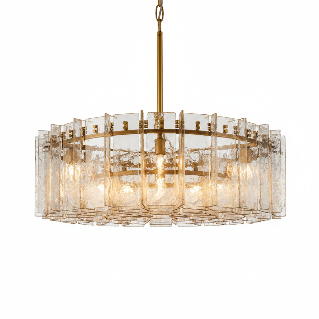 Lattica Glass Round Chandelier for Dining Room, Living Room, Bedroom