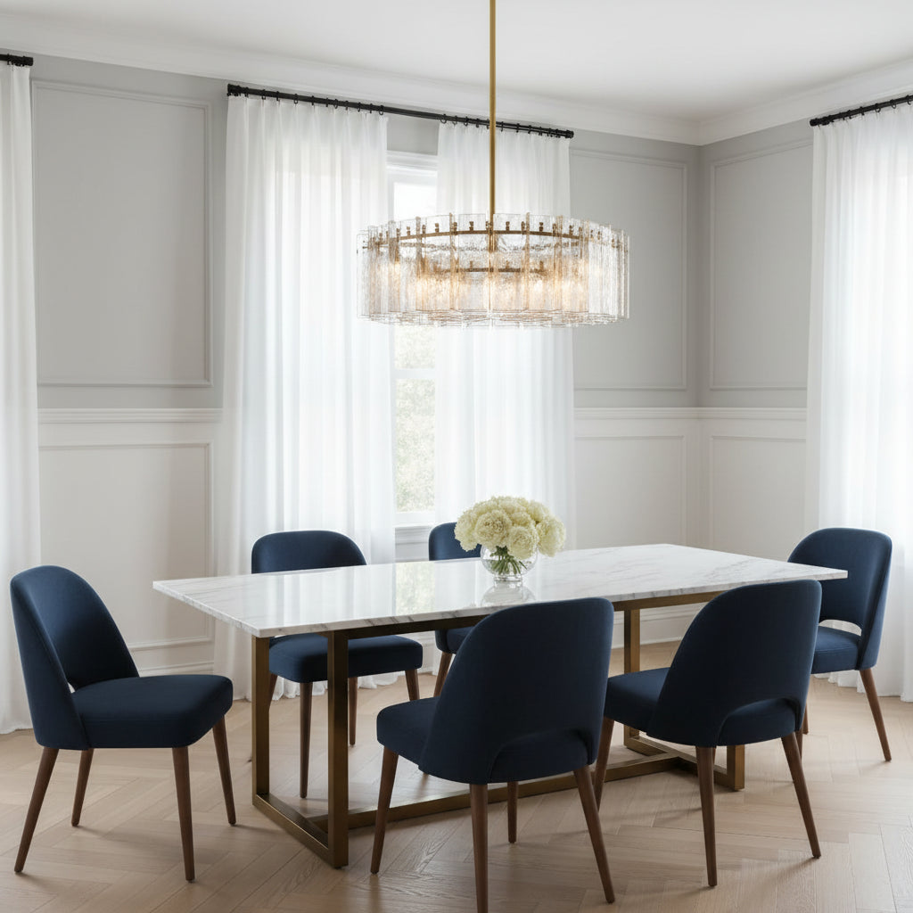 Lattica Glass Round Chandelier for Dining Room, Living Room, Bedroom