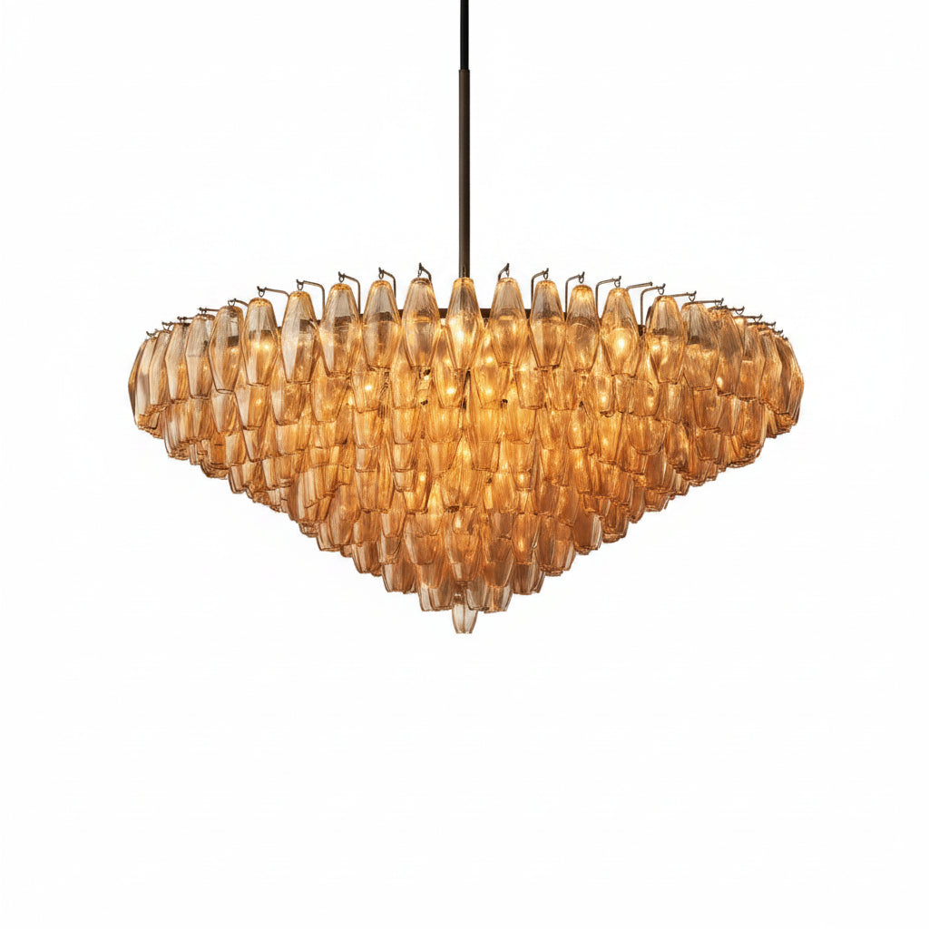 Dhiara Smoke Glass Tiered Round Chandelier