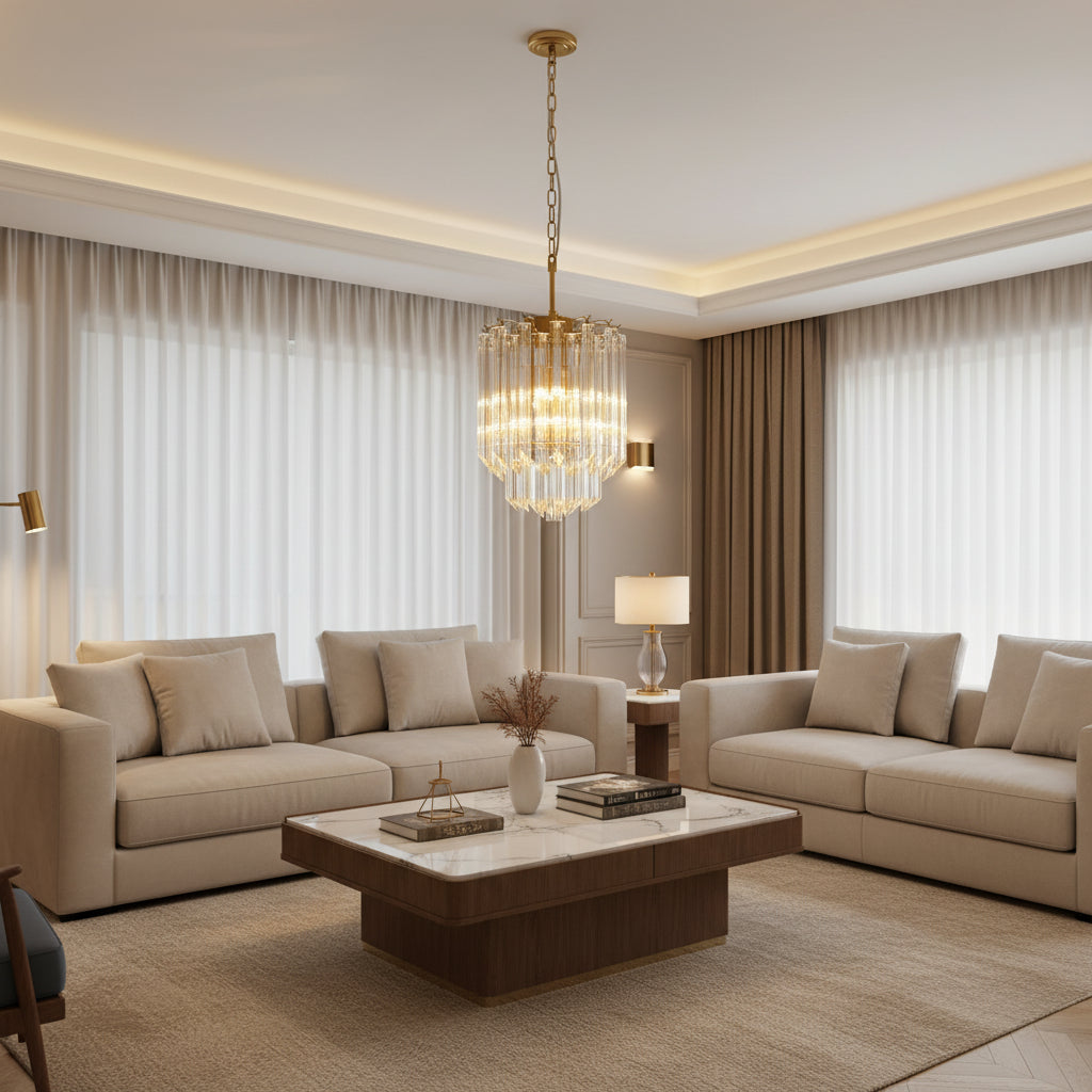 Transparant Glass Prism Chandelier