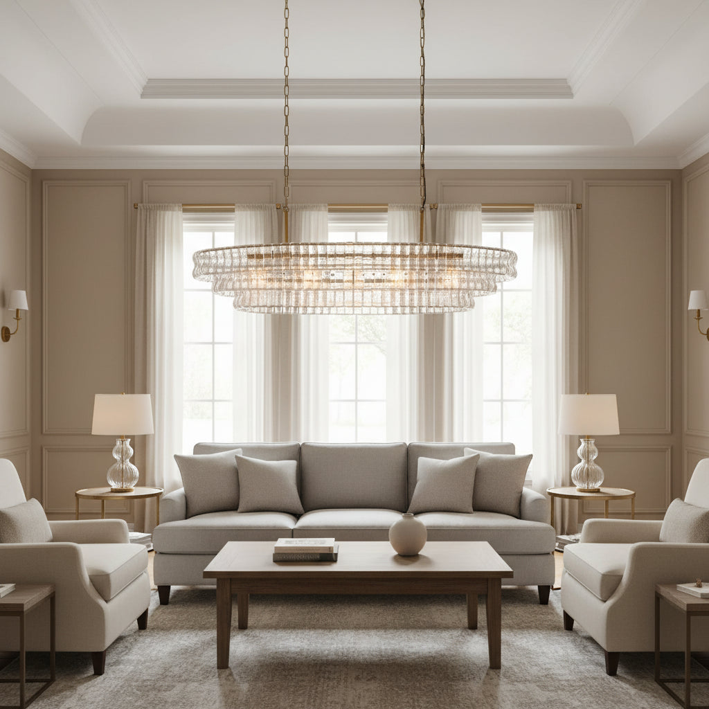 Ghiaccio Clear Class Oval Chandelier