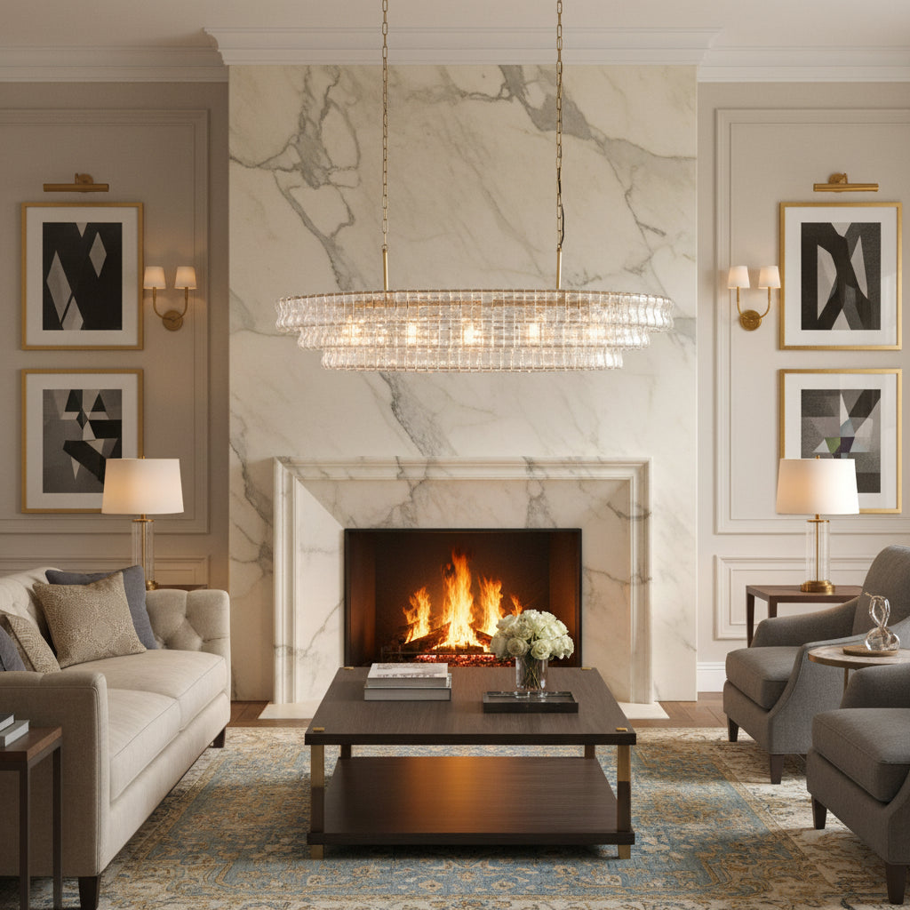 Ghiaccio Clear Class Oval Chandelier