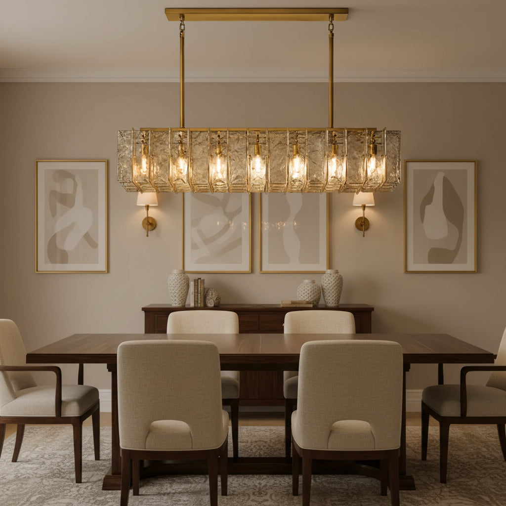 Lattica Glass Rectangular Chandelier for Dining Room, Living Room, Kitchen