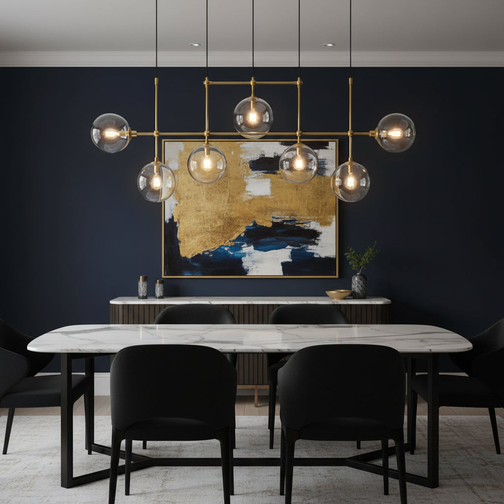 Glass Globe Linear Chandelier