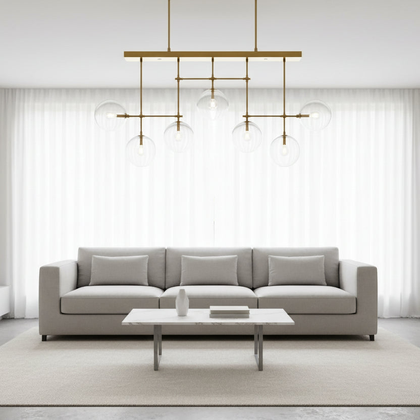 Glass Globe Linear Chandelier