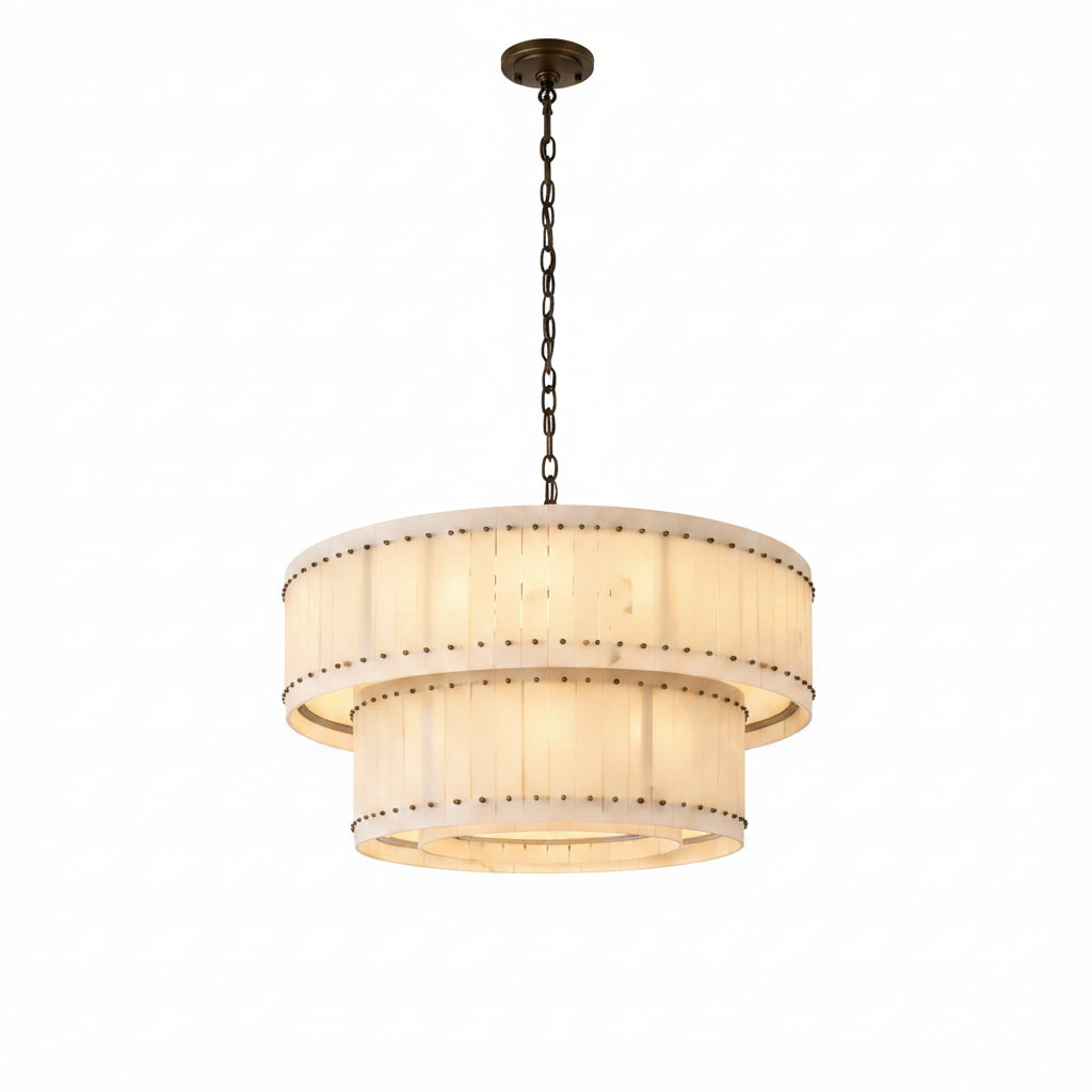 San Marca Alabaster Two-Tier Round Chandelier