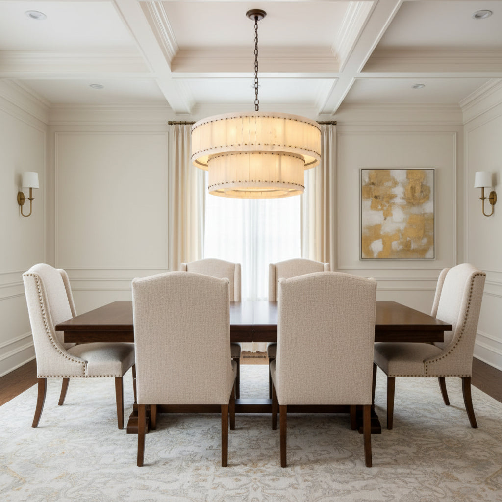 San Marca Alabaster Two-Tier Round Chandelier