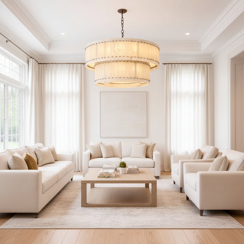 San Marca Alabaster Two-Tier Round Chandelier