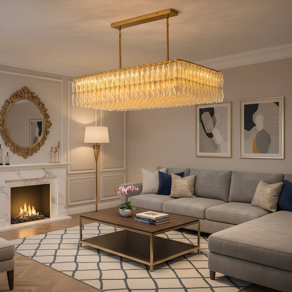 Dhiara Clear Glass Rectangular Chandelier