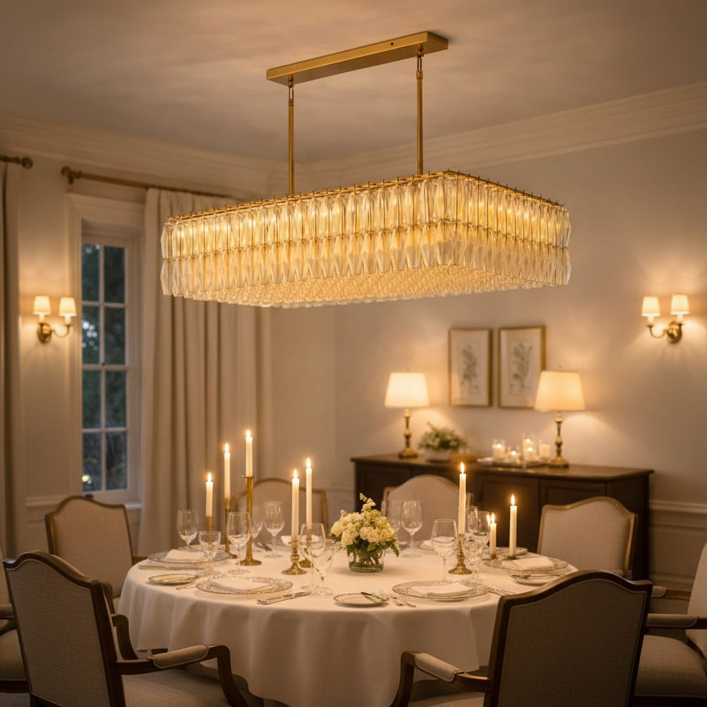Dhiara Clear Glass Rectangular Chandelier