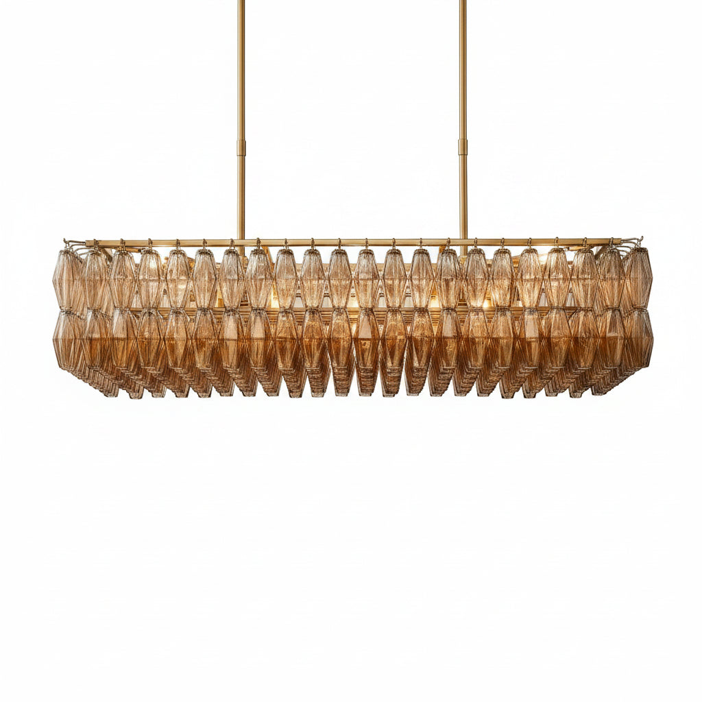Dhiara Smoke Glass Rectangular Chandelier
