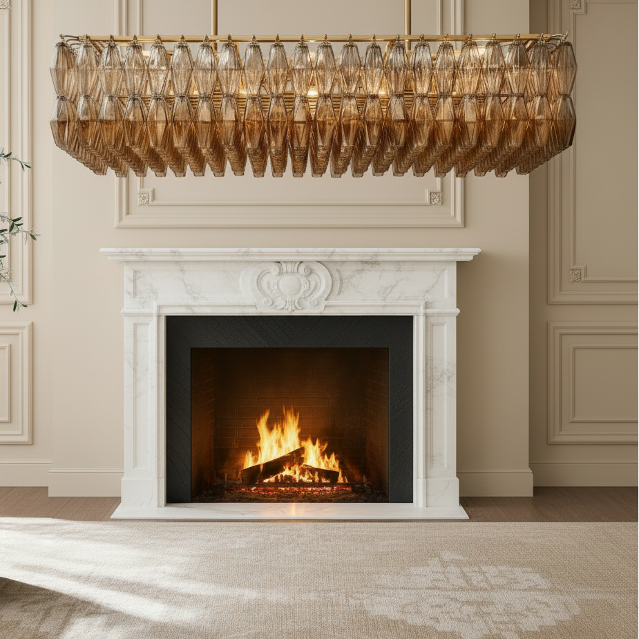 Dhiara Smoke Glass Rectangular Chandelier