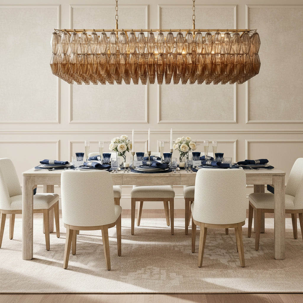 Dhiara Smoke Glass Rectangular Chandelier