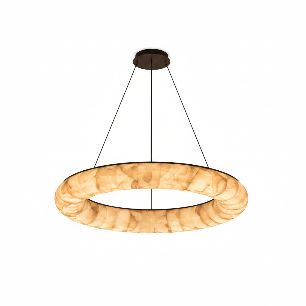 Livage Lisse Round Chandelier with Alabaster Shade
