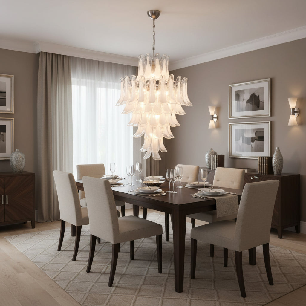 White Cloud Glass Petals Chandelier