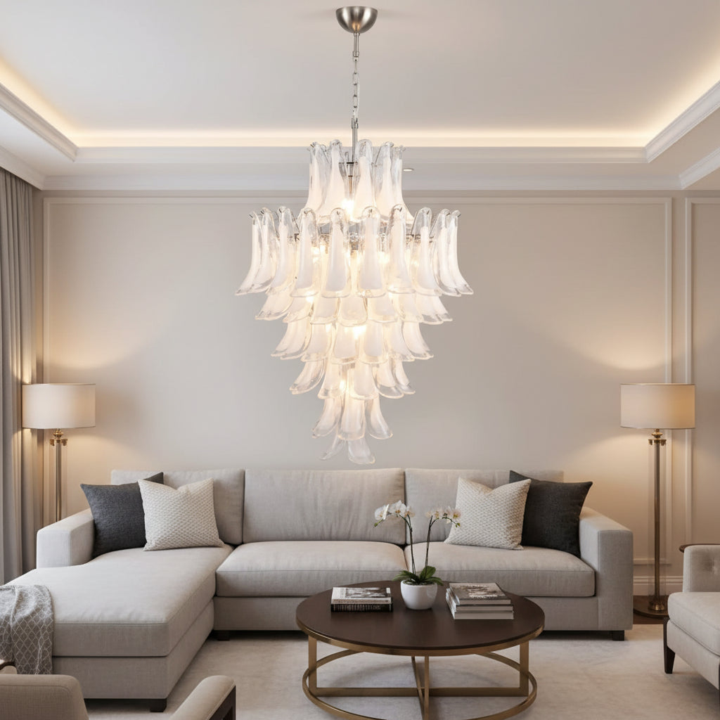 White Cloud Glass Petals Chandelier