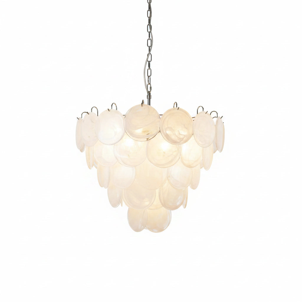 White Glass Disc Chandelier