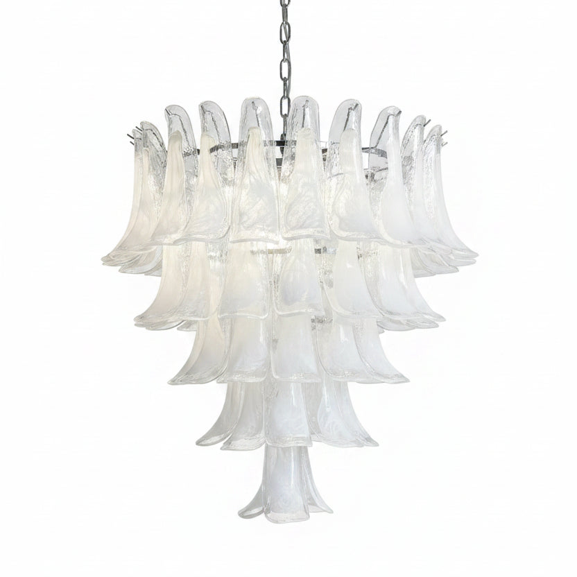 White Glass Petals Chandelier