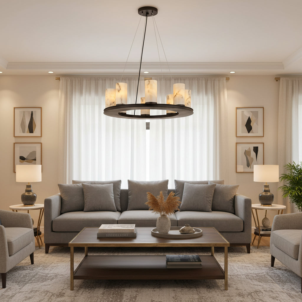 Centrum Round Alabaster Chandelier