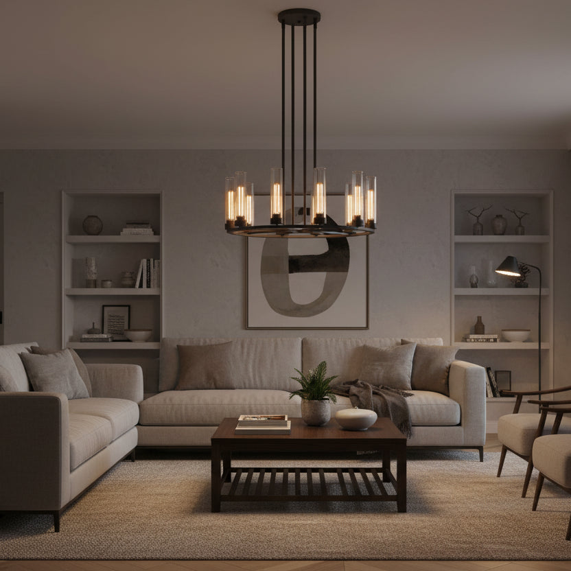 Andreas 10-Light Round Chandelier in Bronze