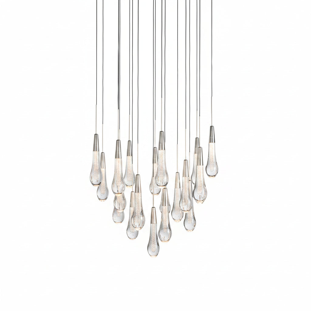 Soltaire Round Chandelier in Nickel