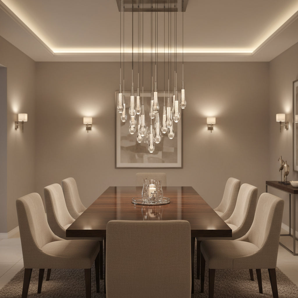 Soltaire Round Chandelier in Nickel