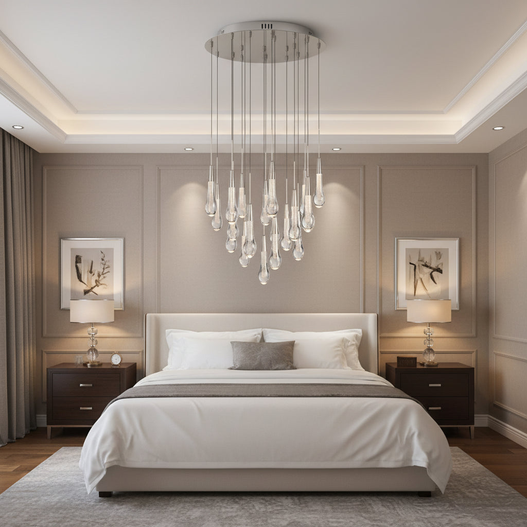 Soltaire Round Chandelier in Nickel