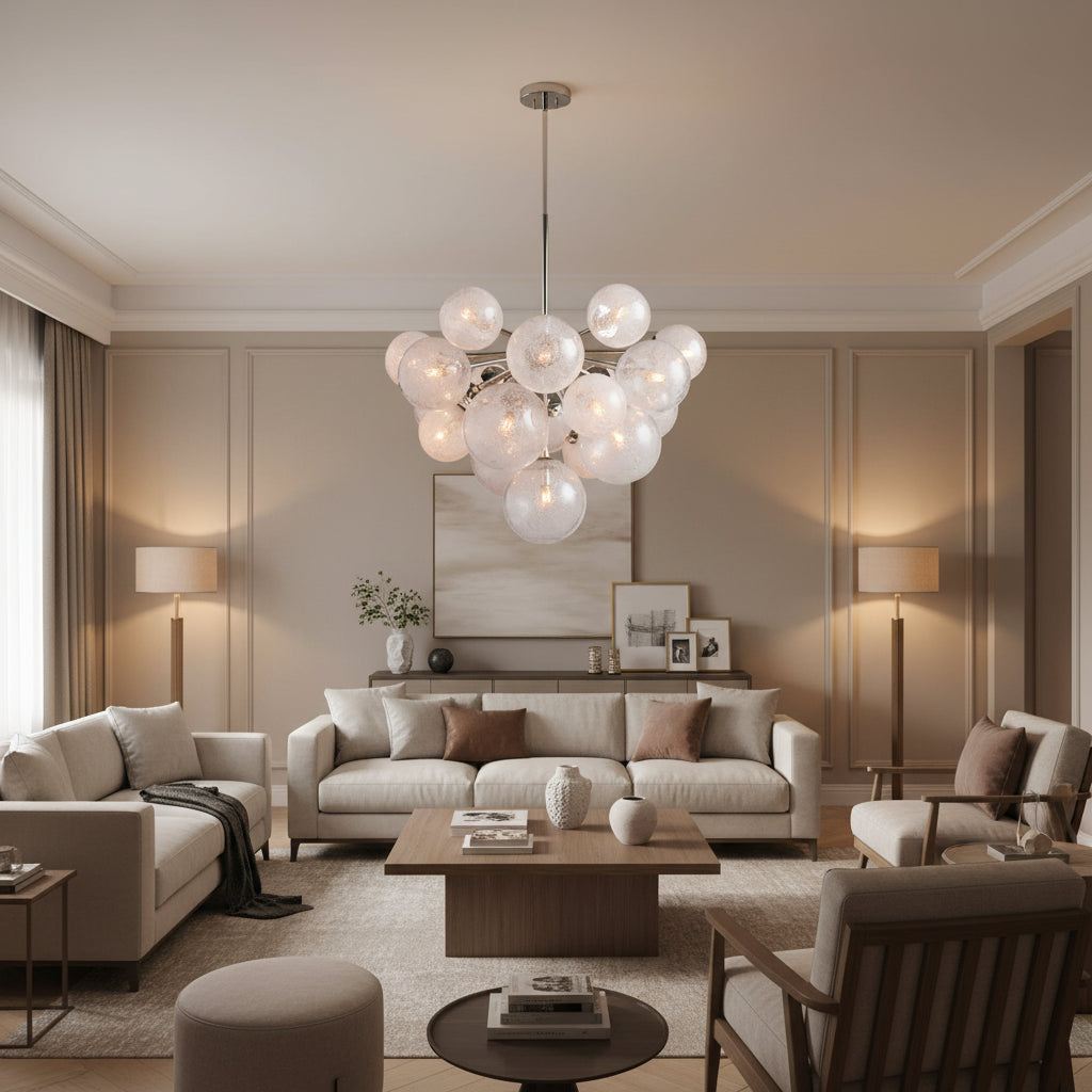 Mandoza Chandelier in Nickel