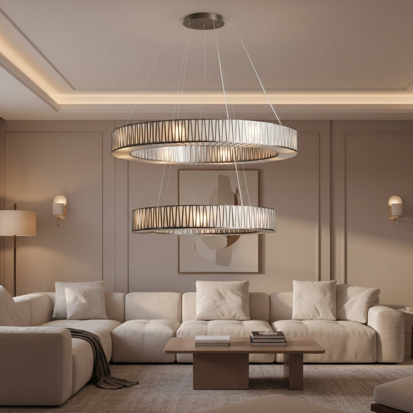 Jeunet 2-Tier Round Chandelier in Nickel