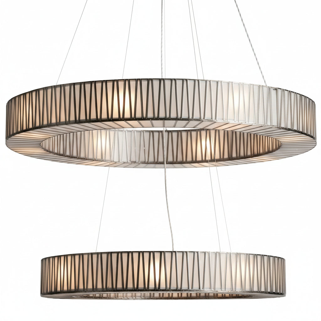 Jeunet 2-Tier Round Chandelier in Nickel