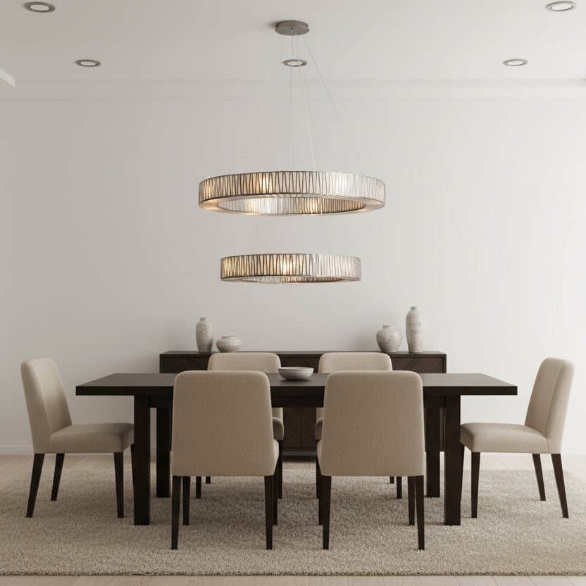 Jeunet 2-Tier Round Chandelier in Nickel