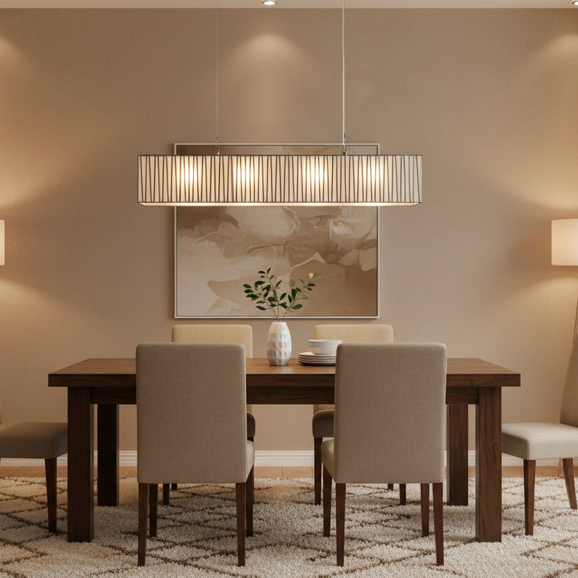 Jeunet Rectangular Chandelier in Nickel