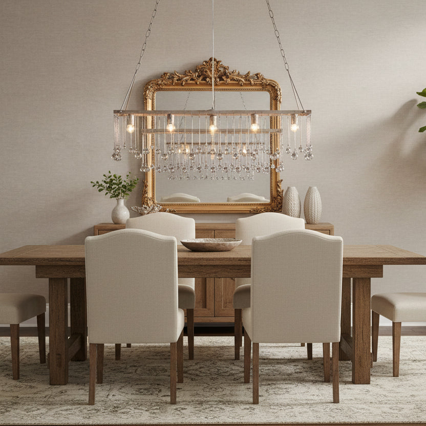 Aubrey Rectangular Chandelier in Silver