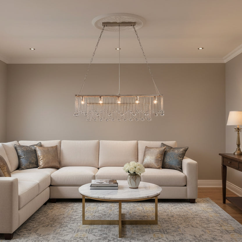 Aubrey Rectangular Chandelier in Silver