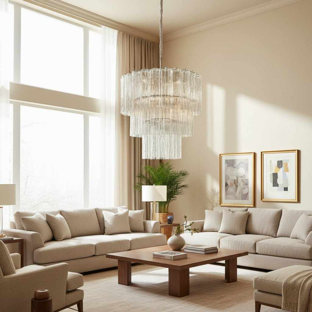 Tiered Tube Glass Chandelier